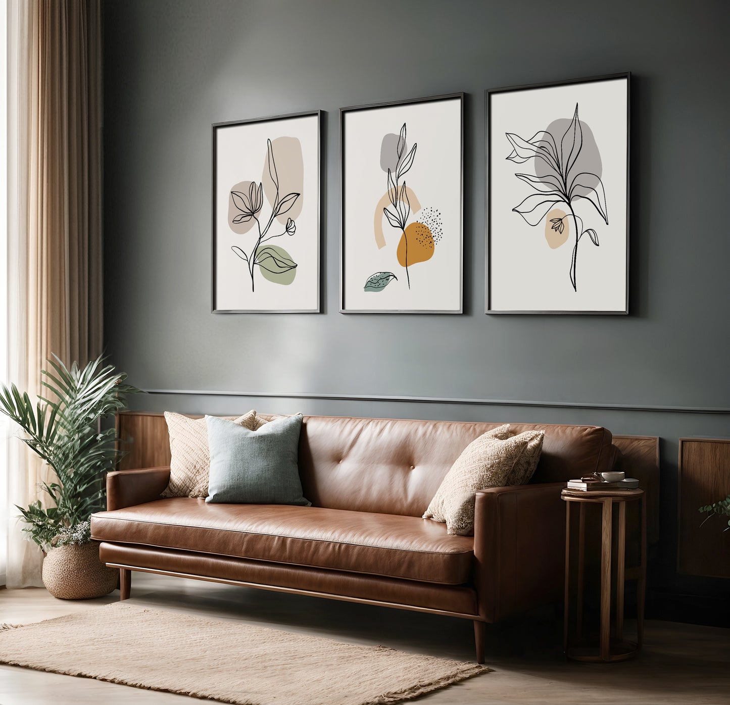 Minimalist Elegant Floral Line Art Trio – Wall Art Set