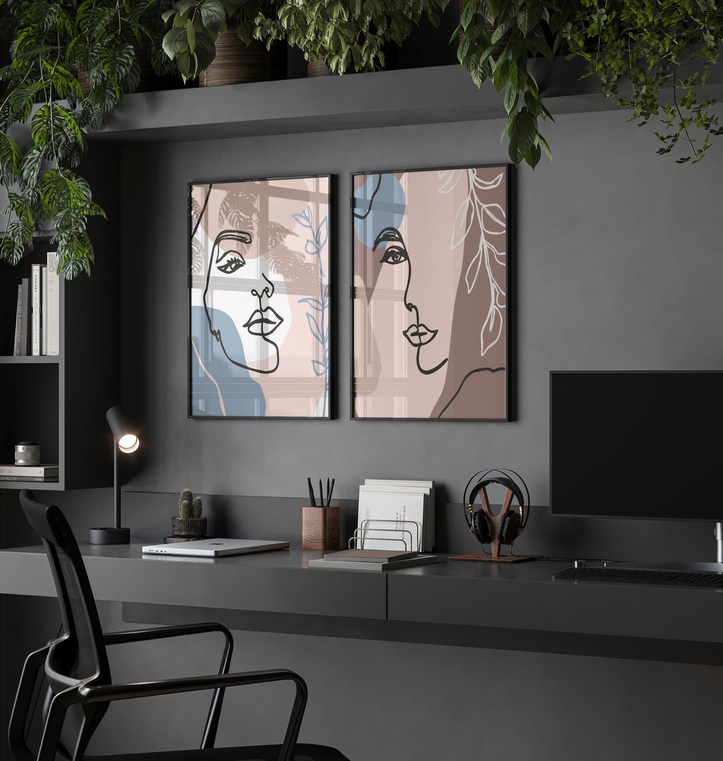 Modern Feminine Portraits – Vogue Line Art Combo (Set of 2)