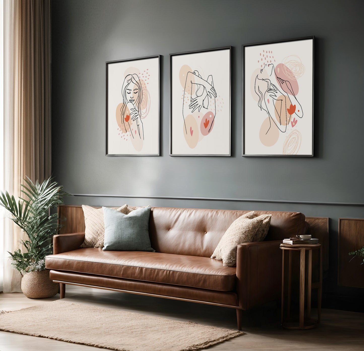 Contemporary Abstract Feminine Line Art Trio – Wall Art Set
