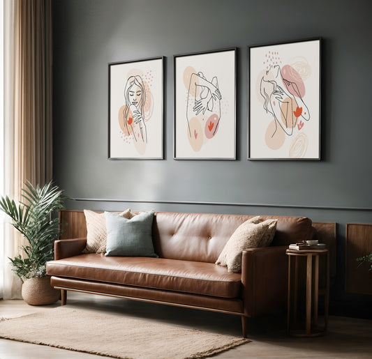Contemporary Abstract Feminine Line Art Trio – Wall Art Set