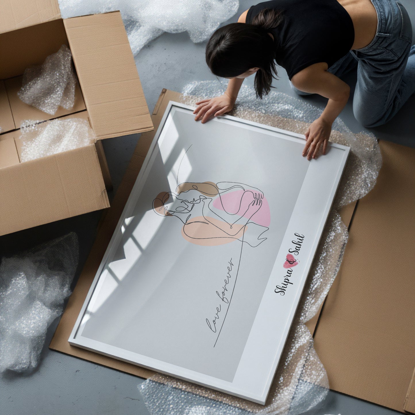 Enduring Love: Personalized Couple Line Art Poster