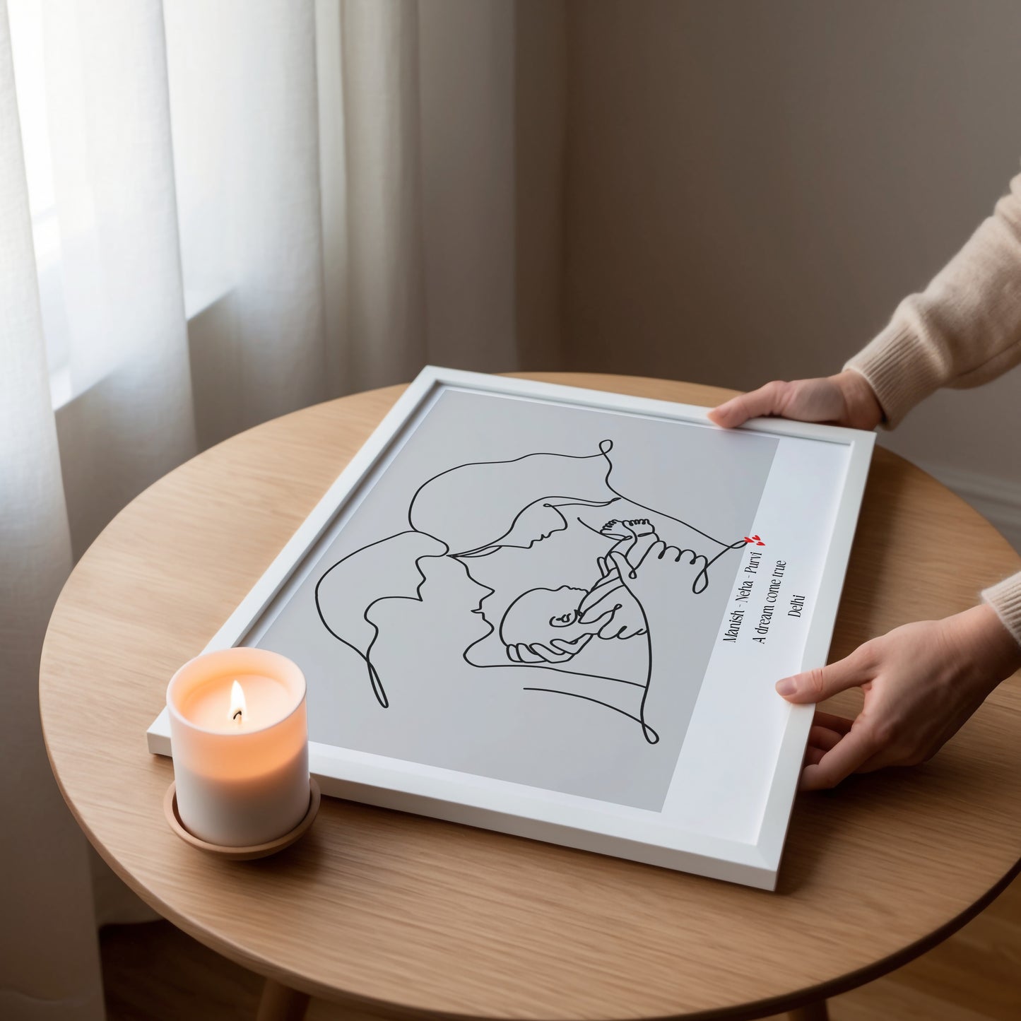 Personalized Family Keepsake: Custom Line Art Newborn Poster