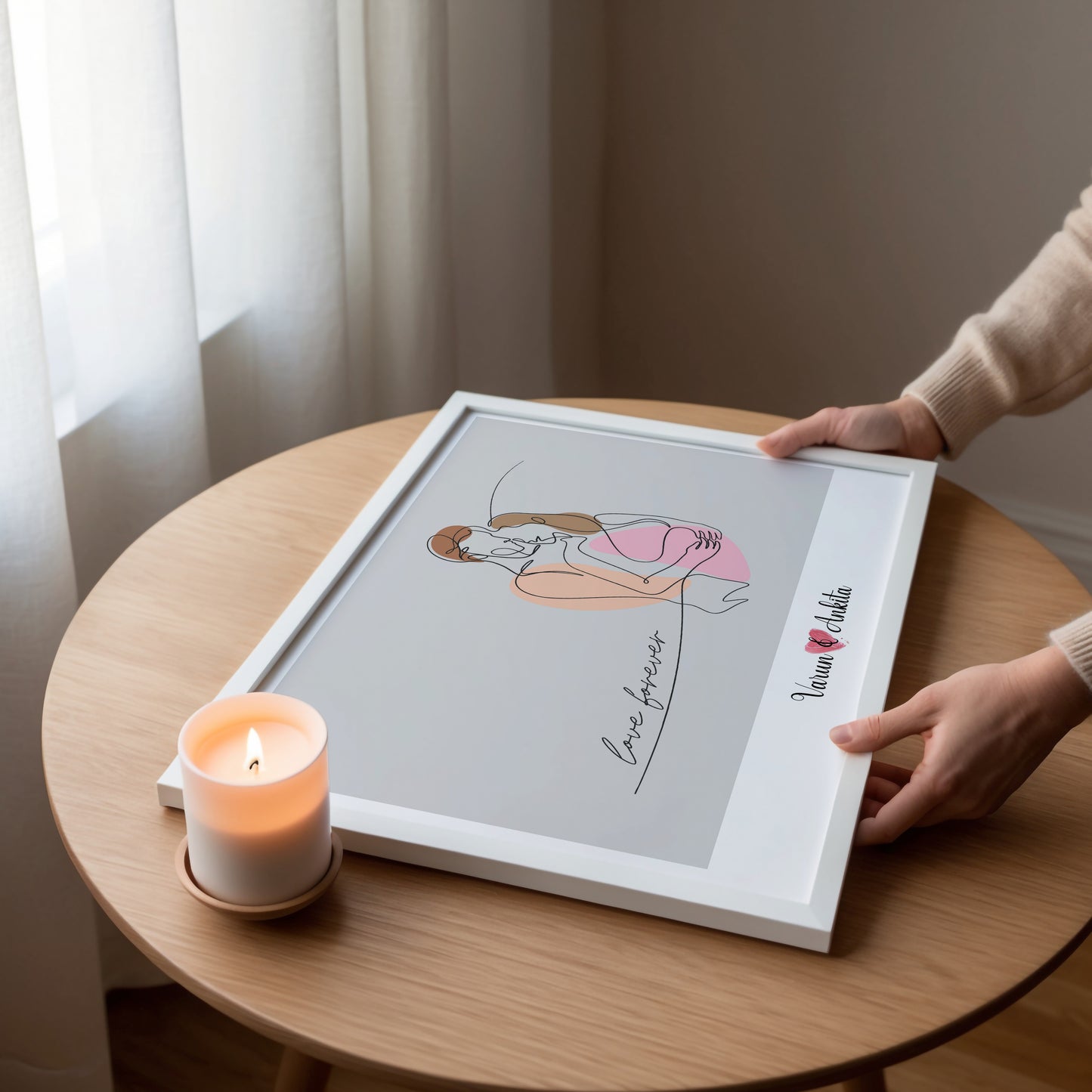 Enduring Love: Personalized Couple Line Art Poster