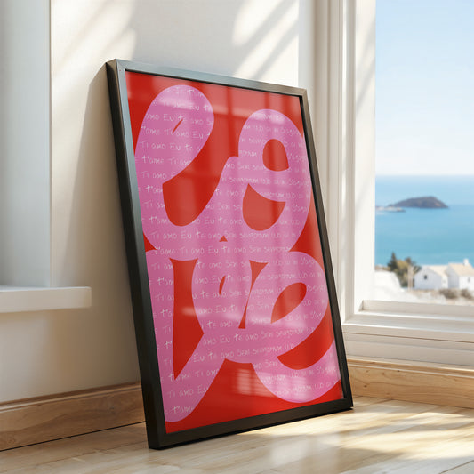Big Love: Bold Pink & Red Typography Poster