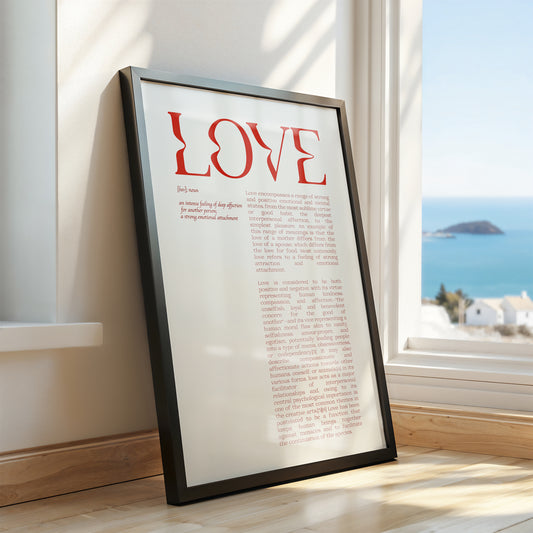 The Definition of Love: Minimalist Typography Print