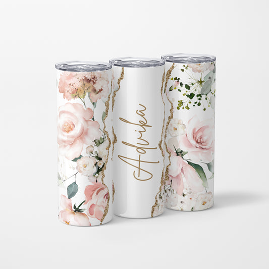 CLINK - Personalized 600 ml Stainless Steel Tumbler with Floral Design