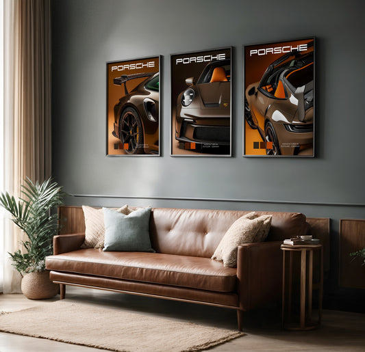 Porsche Passion: Luxury Automotive Poster Combo (Set of 3)