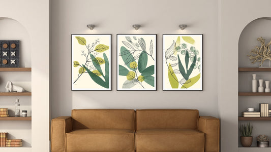 Water Color Boho Foliage Abstract Line Art (Set of 3)