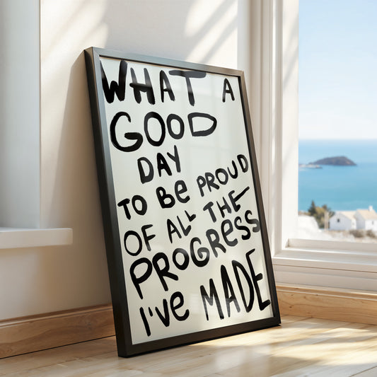 Handwritten Style "Proud of Progress" Poster
