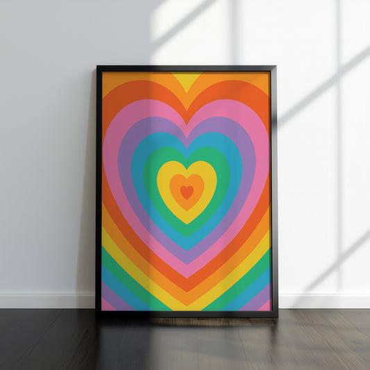 Heart Spectrum: Psychedelic Rainbow Love Art Poster