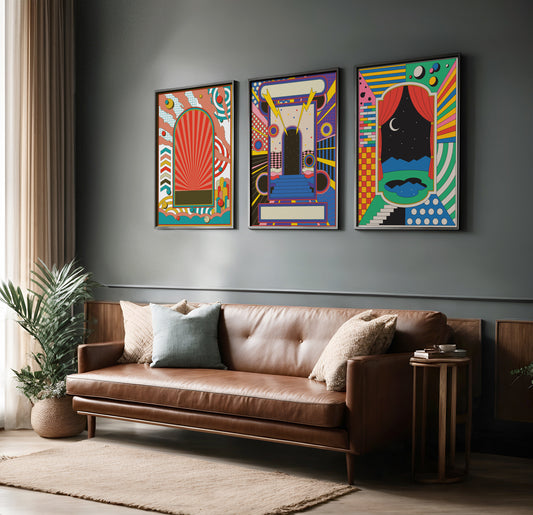 Vivid Dimensions: Psychedelic Portal Poster Set (Trio)