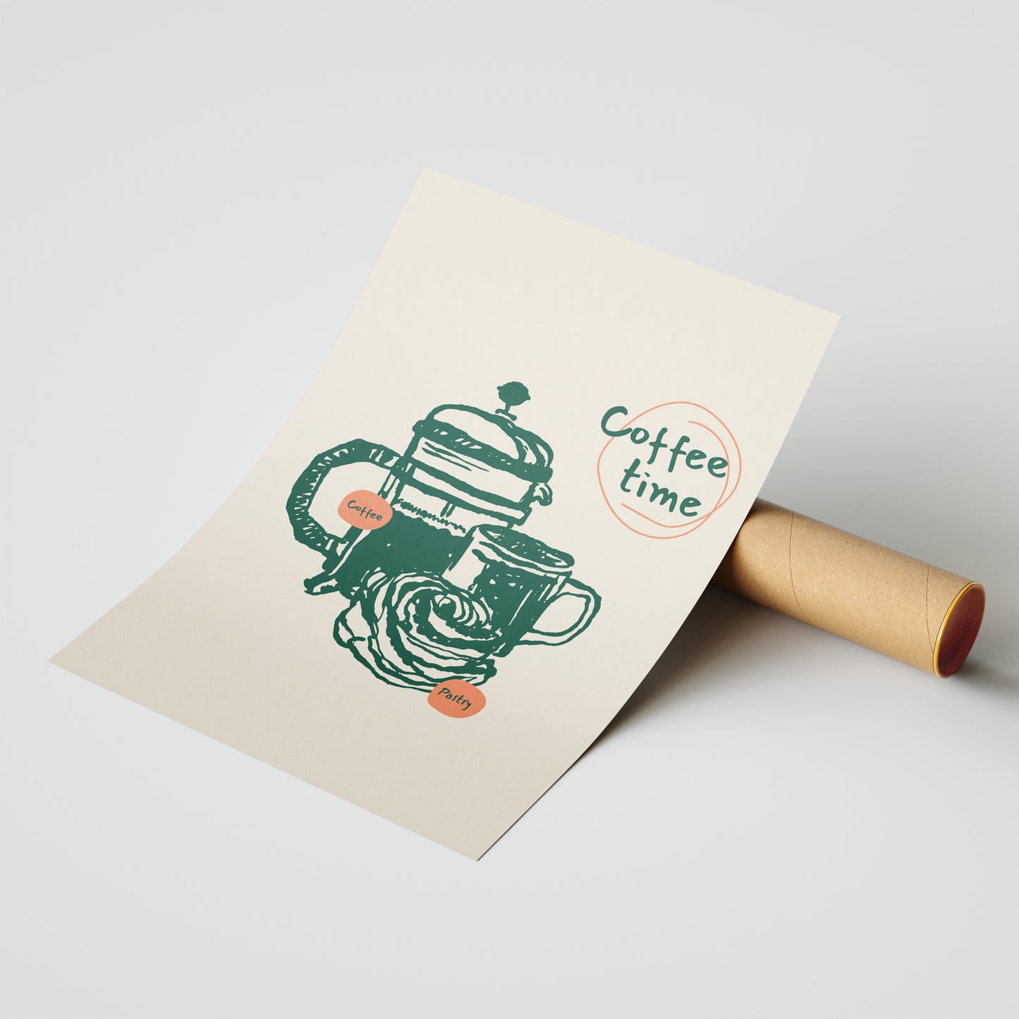 "Coffee Time" - Rustic French Press Art Print