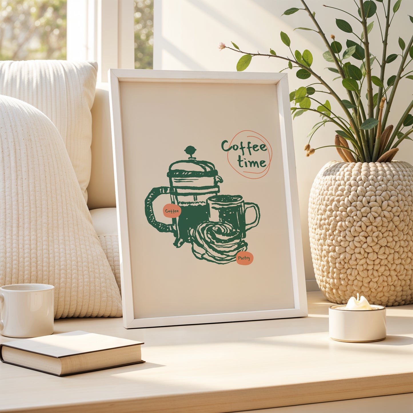 "Coffee Time" - Rustic French Press Art Print