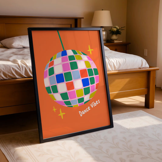 Dance Vibes Disco Ball Art Poster