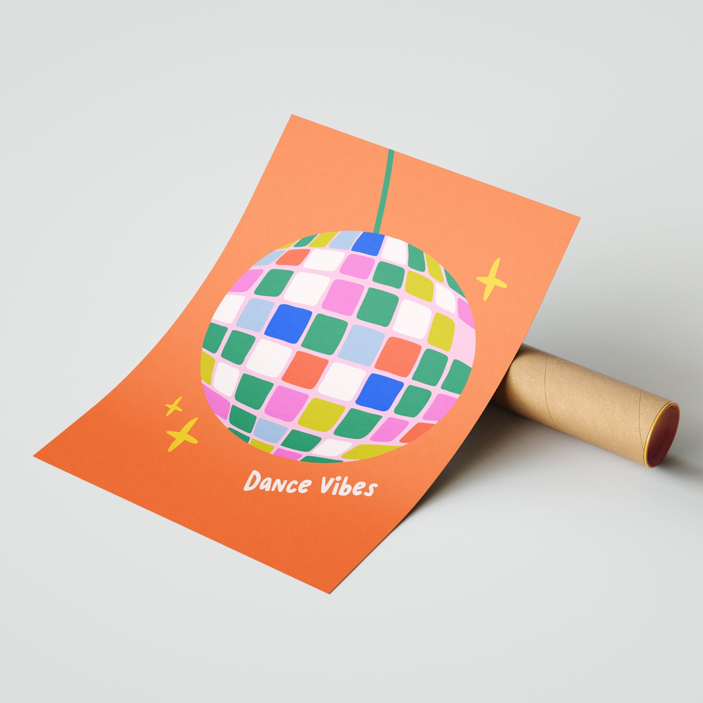 Dance Vibes Disco Ball Art Poster