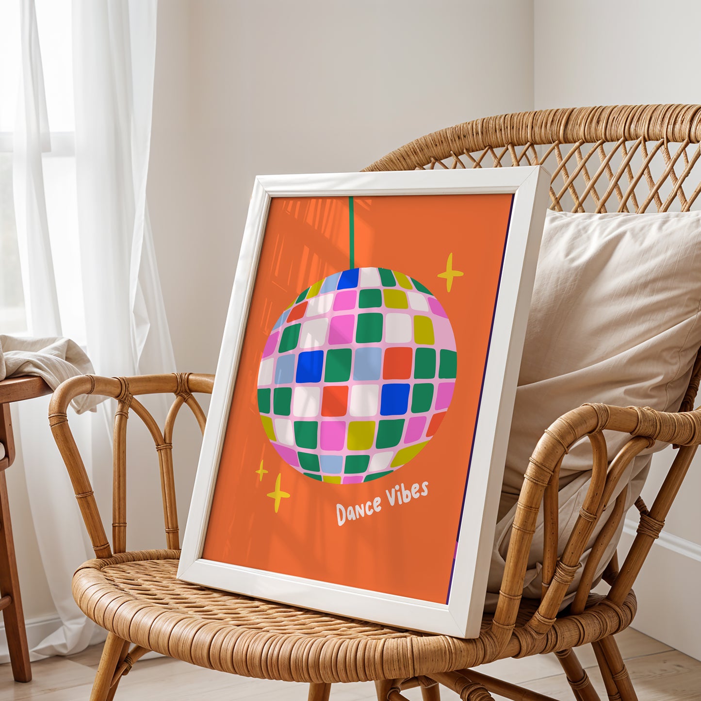 Dance Vibes Disco Ball Art Poster