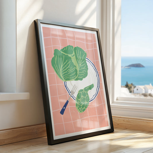 Fresh Start – Modern Lettuce Still Life Art Poster