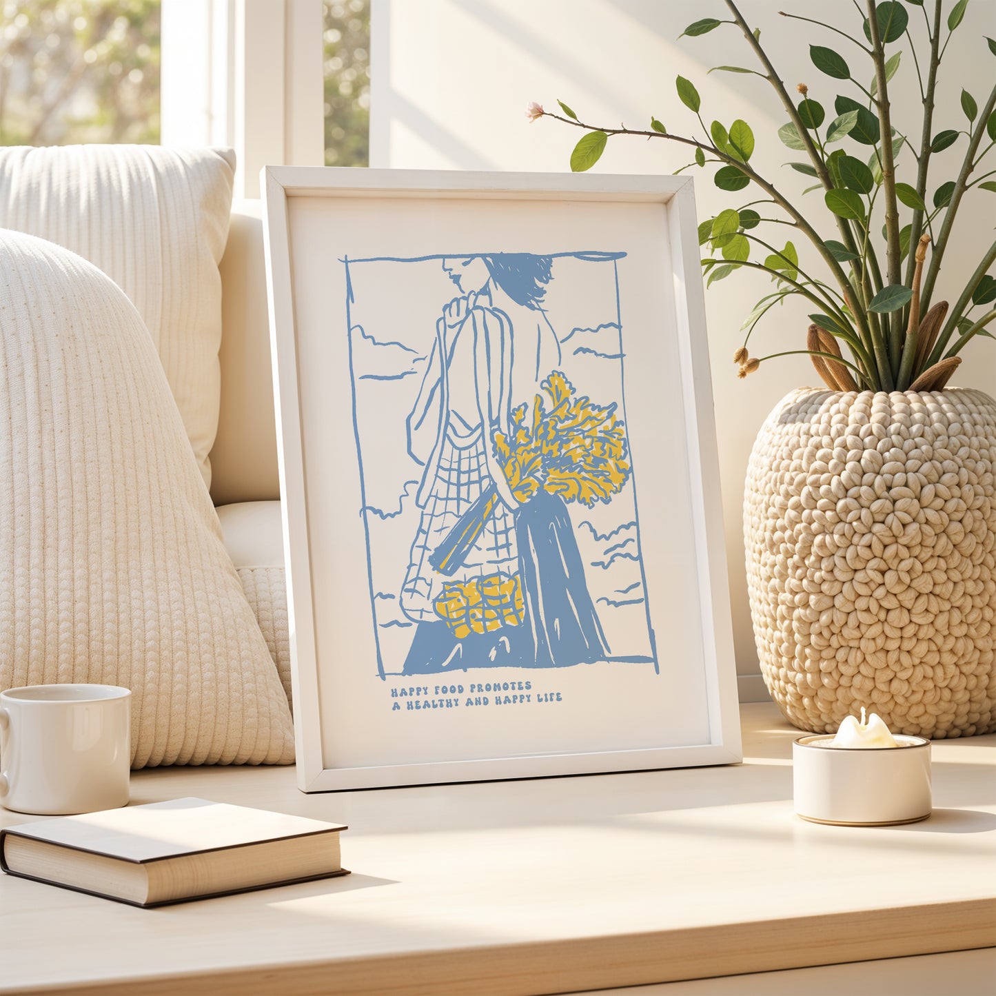 “Happy Food, Happy Life” Wellness Art Print