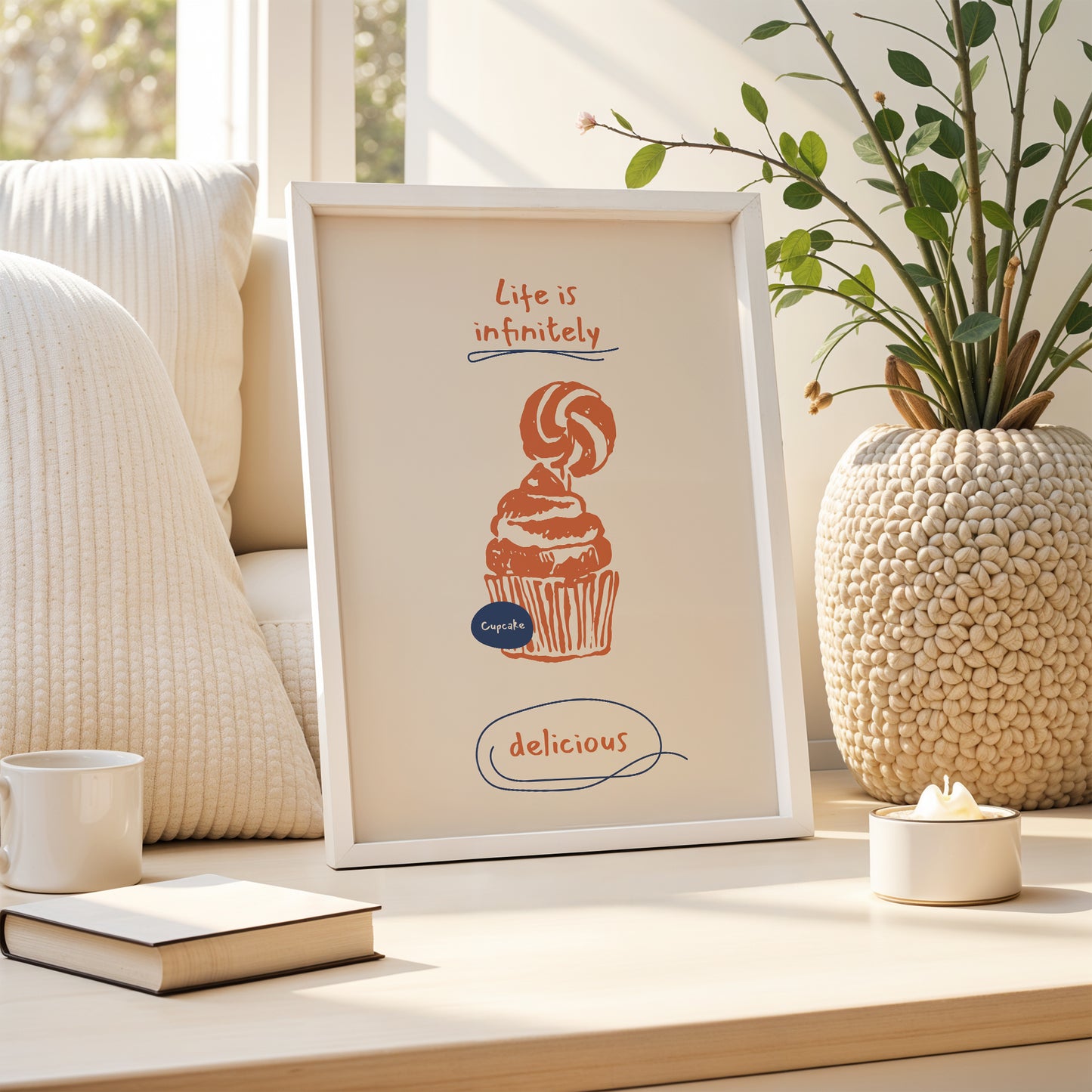 "Life is Infinitely Delicious" - Cheerful Cupcake Wall Art