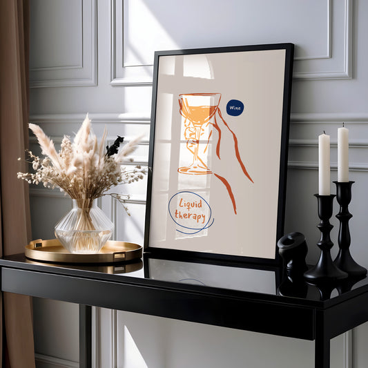 "Liquid Therapy" – Minimalist Wine Art Poster