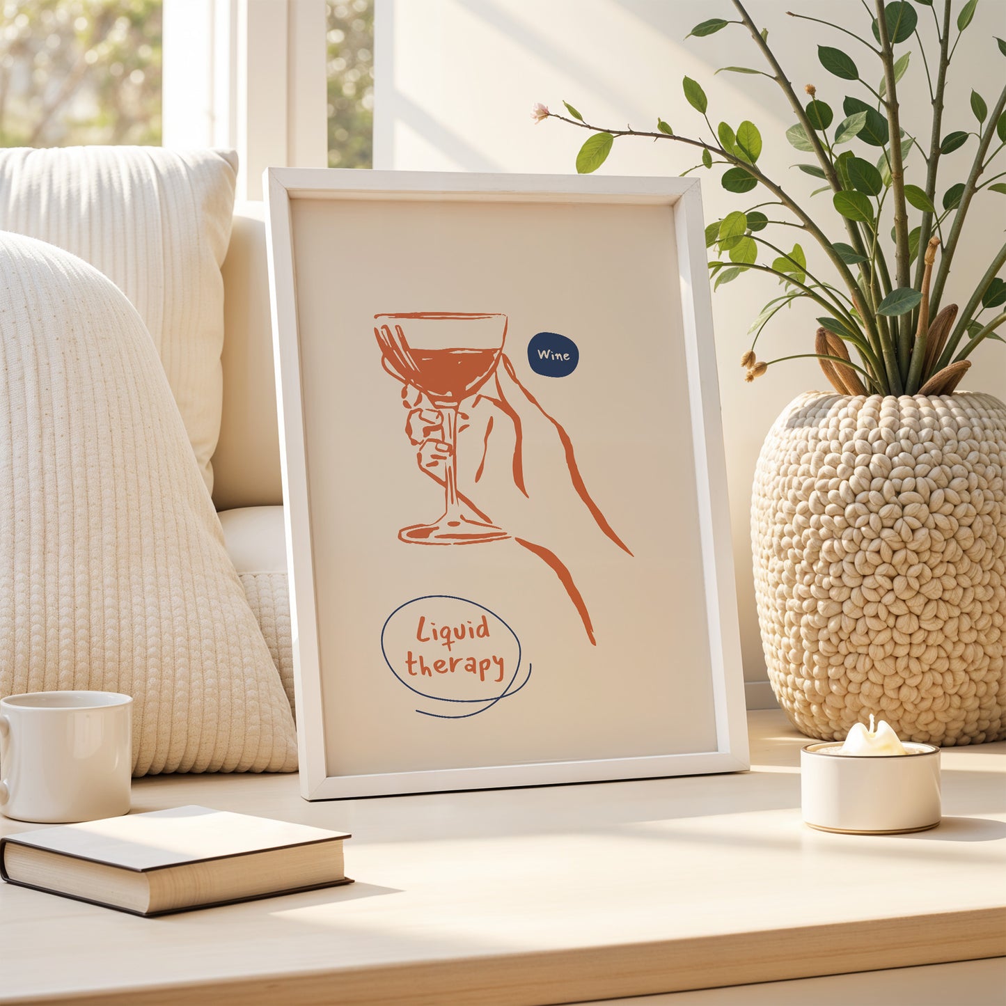 "Liquid Therapy" – Minimalist Wine Art Poster