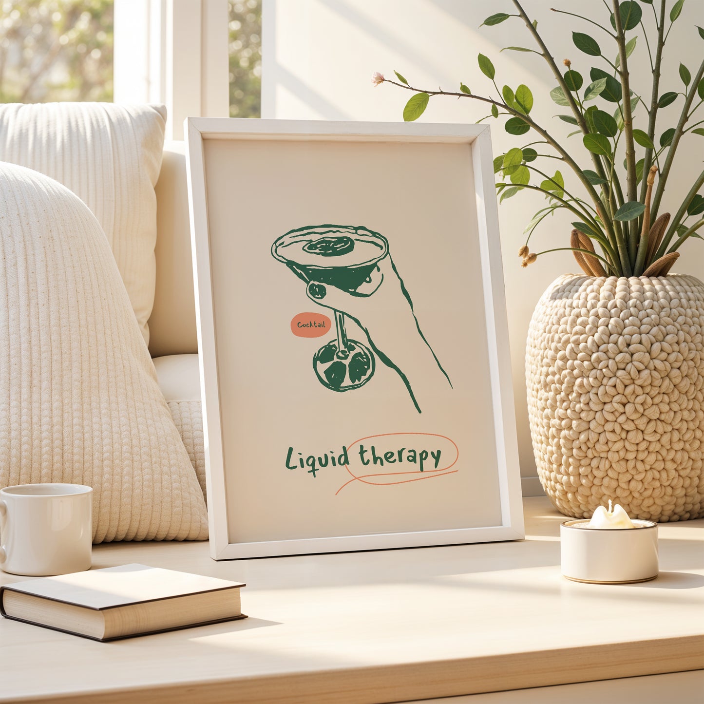 "Liquid Therapy" – Cocktail Quote Art Print