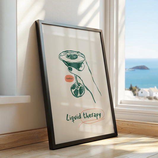 "Liquid Therapy" – Cocktail Quote Art Print
