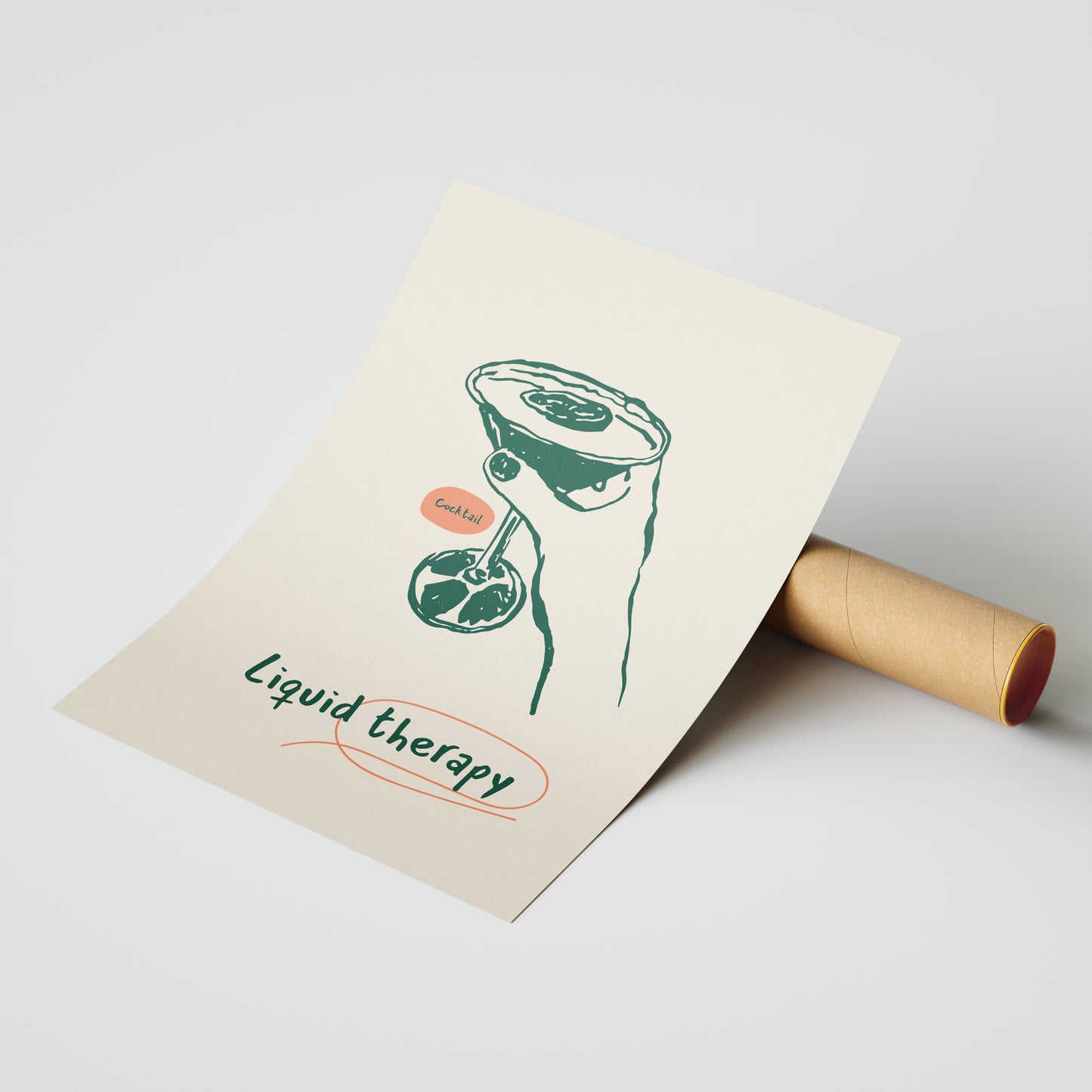"Liquid Therapy" – Cocktail Quote Art Print