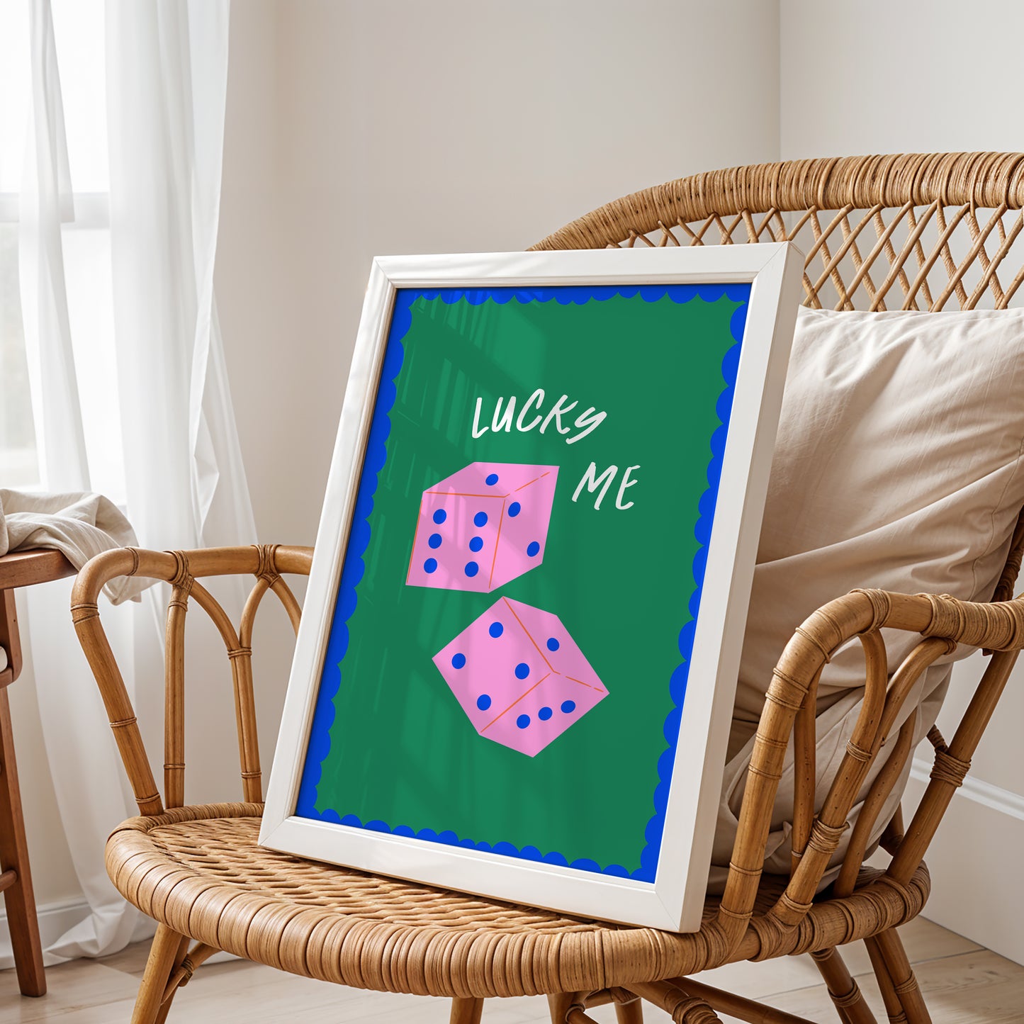Lucky Me – Whimsical Pink Dice Poster