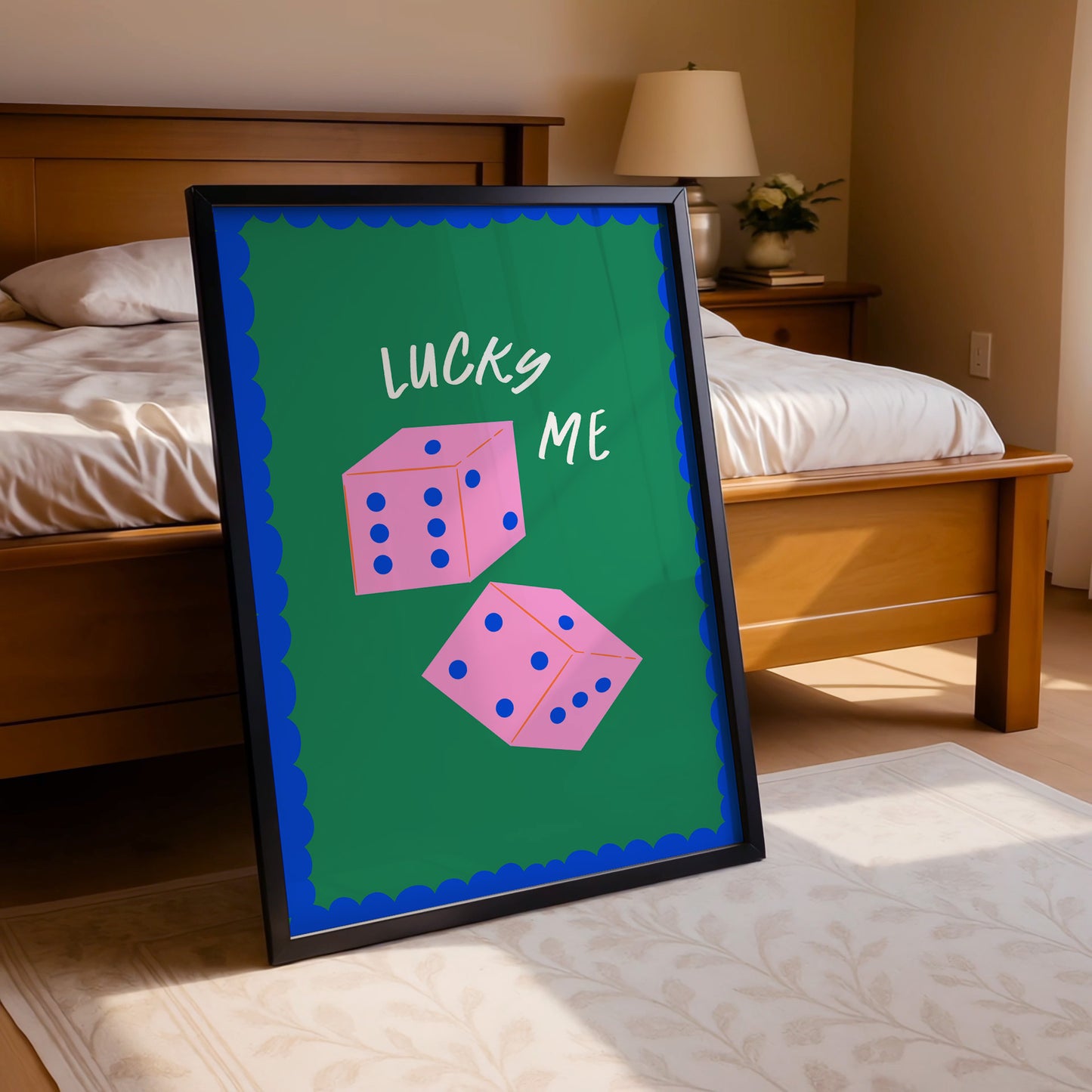 Lucky Me – Whimsical Pink Dice Poster
