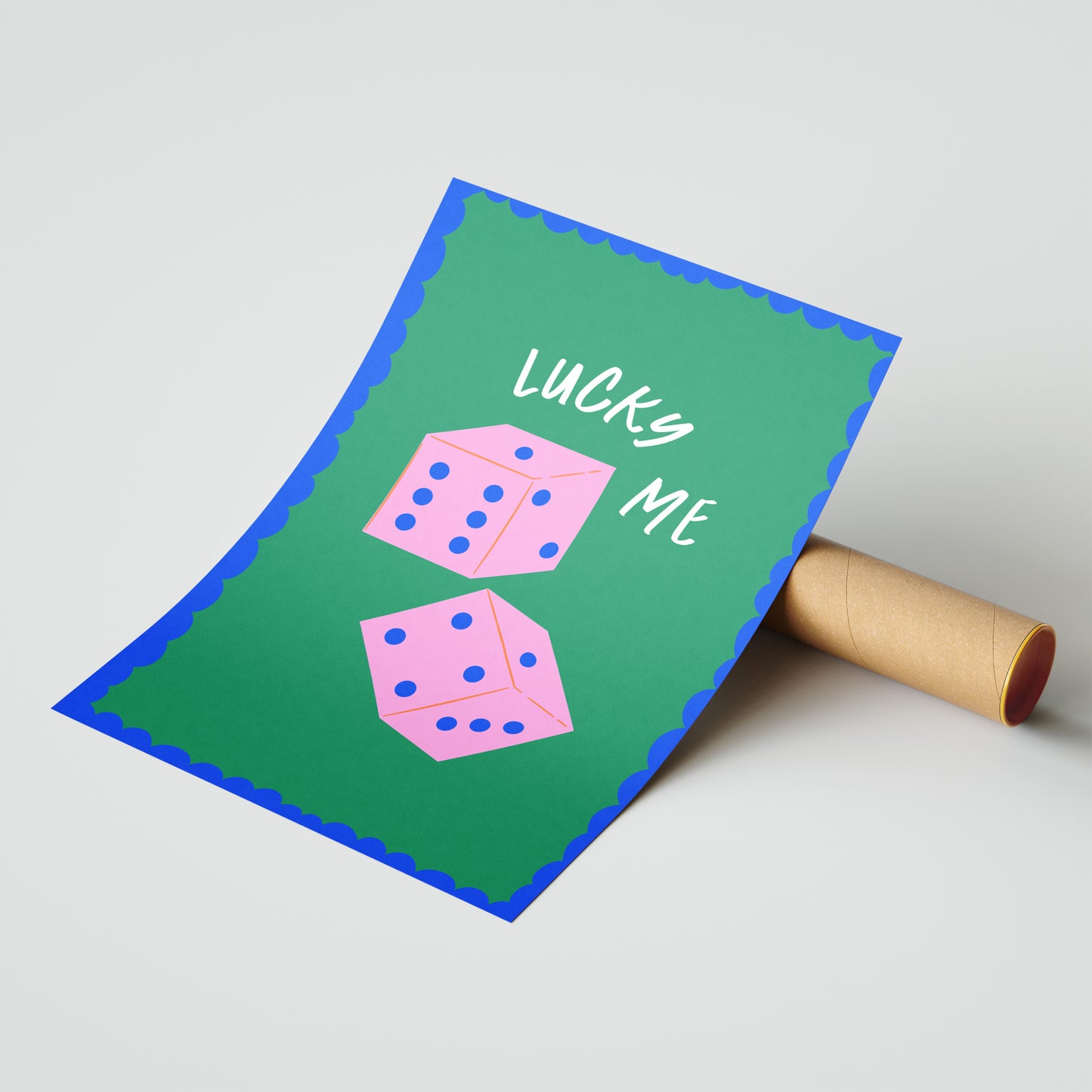 Lucky Me – Whimsical Pink Dice Poster