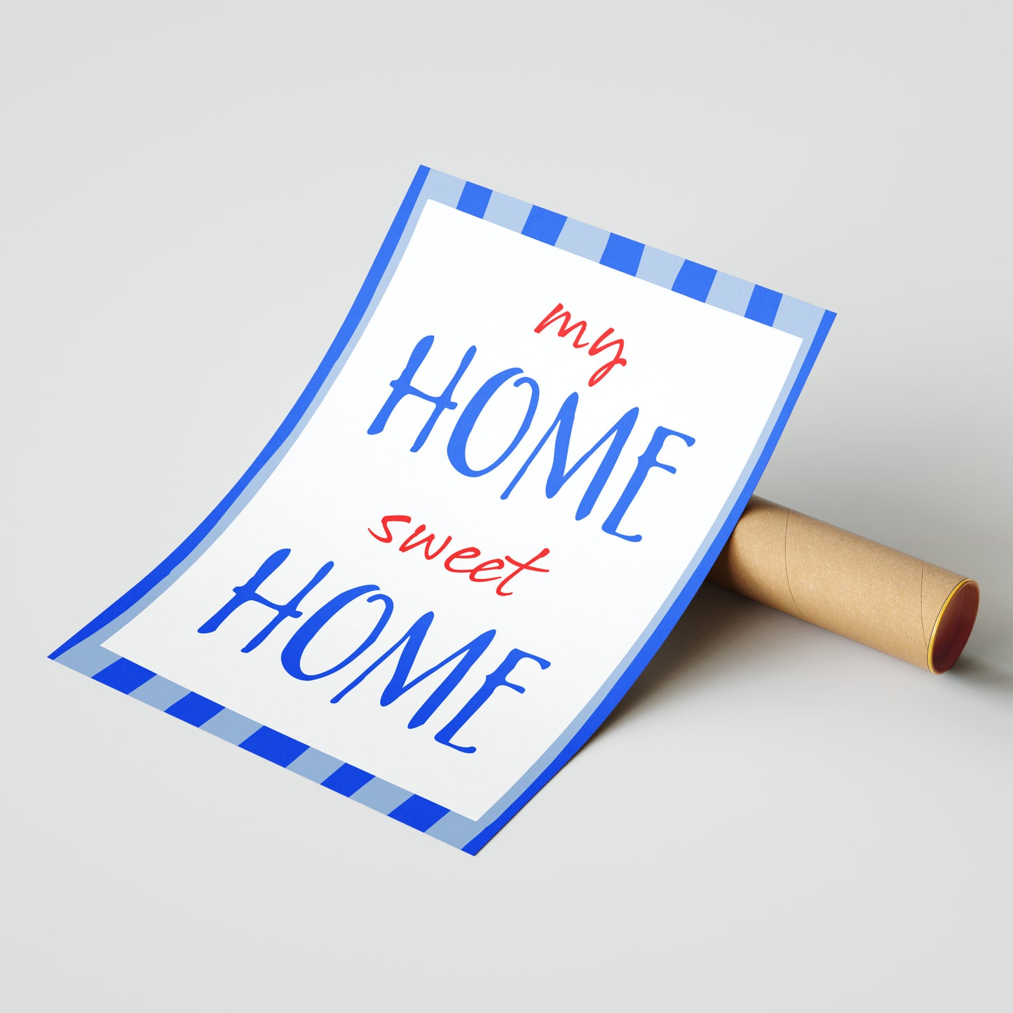 My Home Sweet Home – Cozy Blue Stripe Wall Art