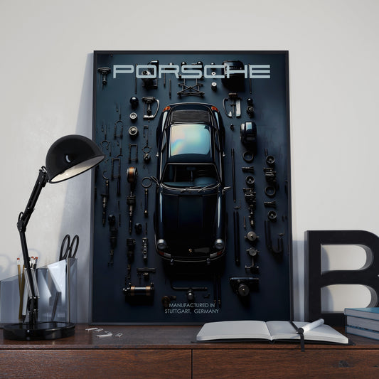 Porsche 911 Blueprint Poster