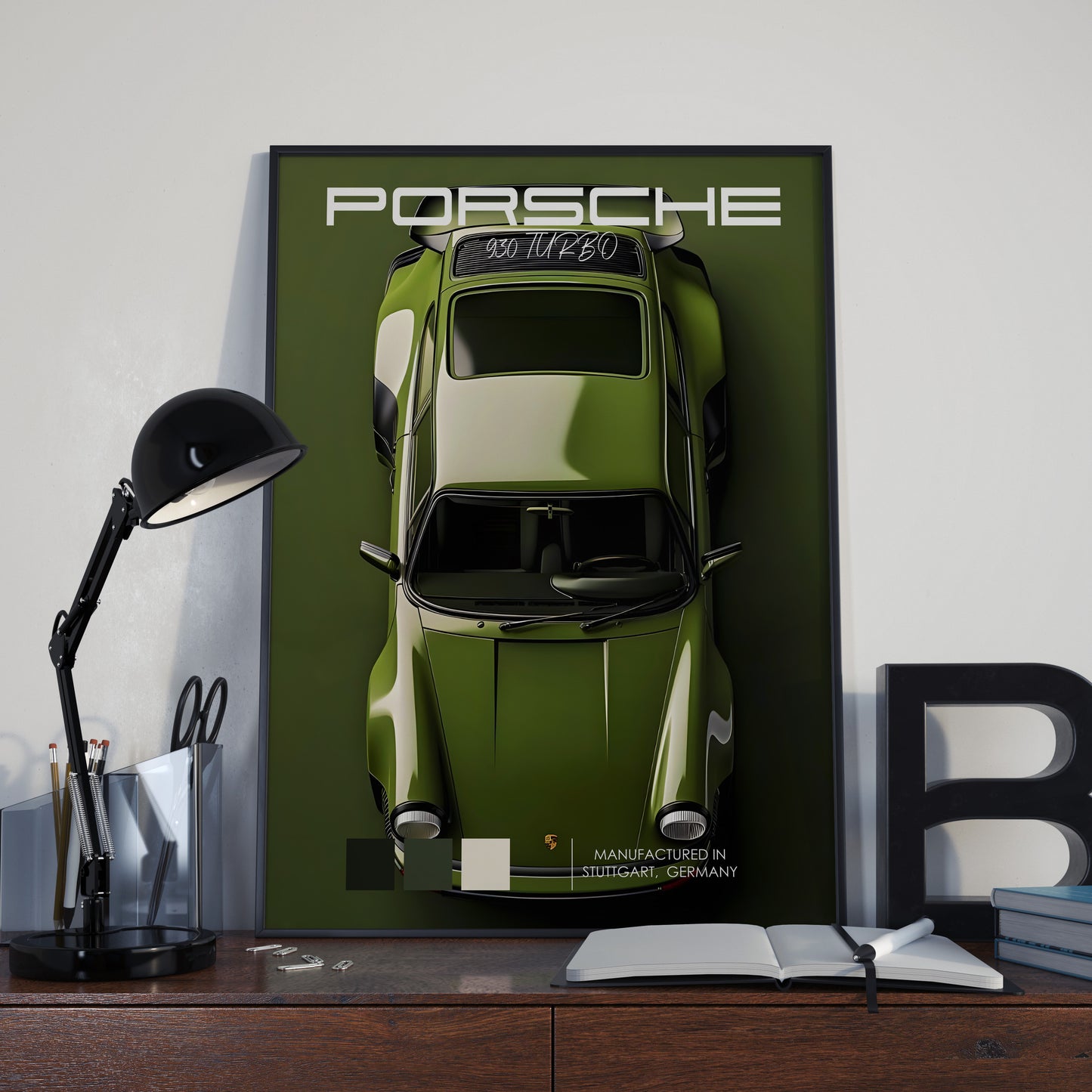 Porsche 930 Turbo Olive Poster