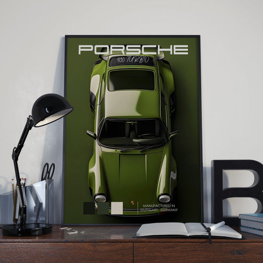 Porsche 930 Turbo Olive Poster