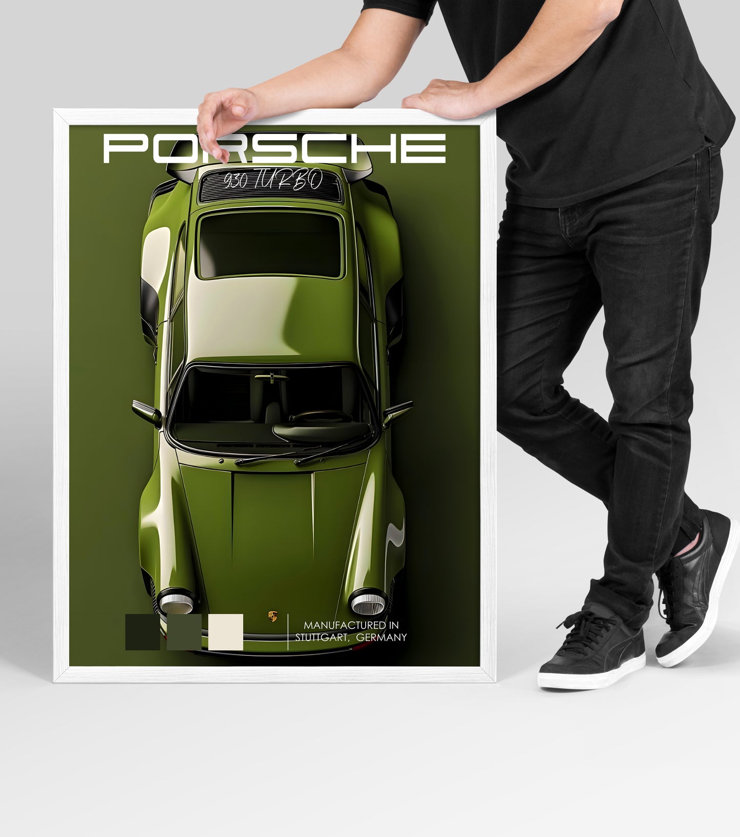 Porsche 930 Turbo Olive Poster