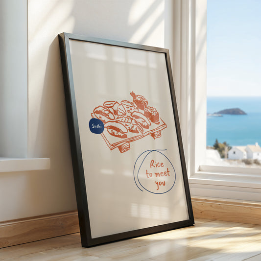 "Rice to Meet You" - Playful Sushi Art Print