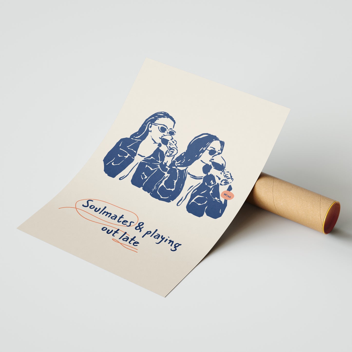 Soulmates & Late Nights – Wine & Friendship Art Print