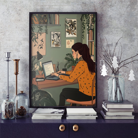 The Cozy Work Corner – Illustrated Wall Art