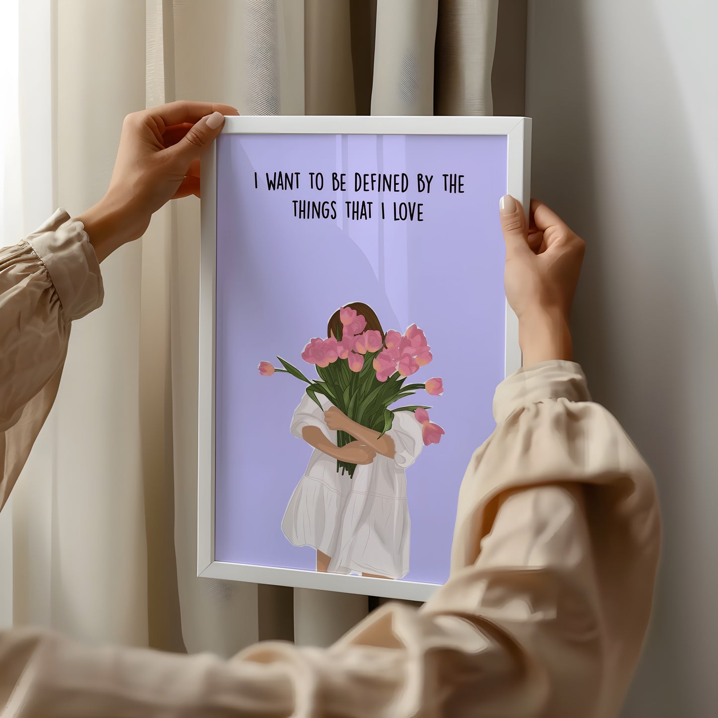"Defined by the Things I Love" – Soft Feminine Poster
