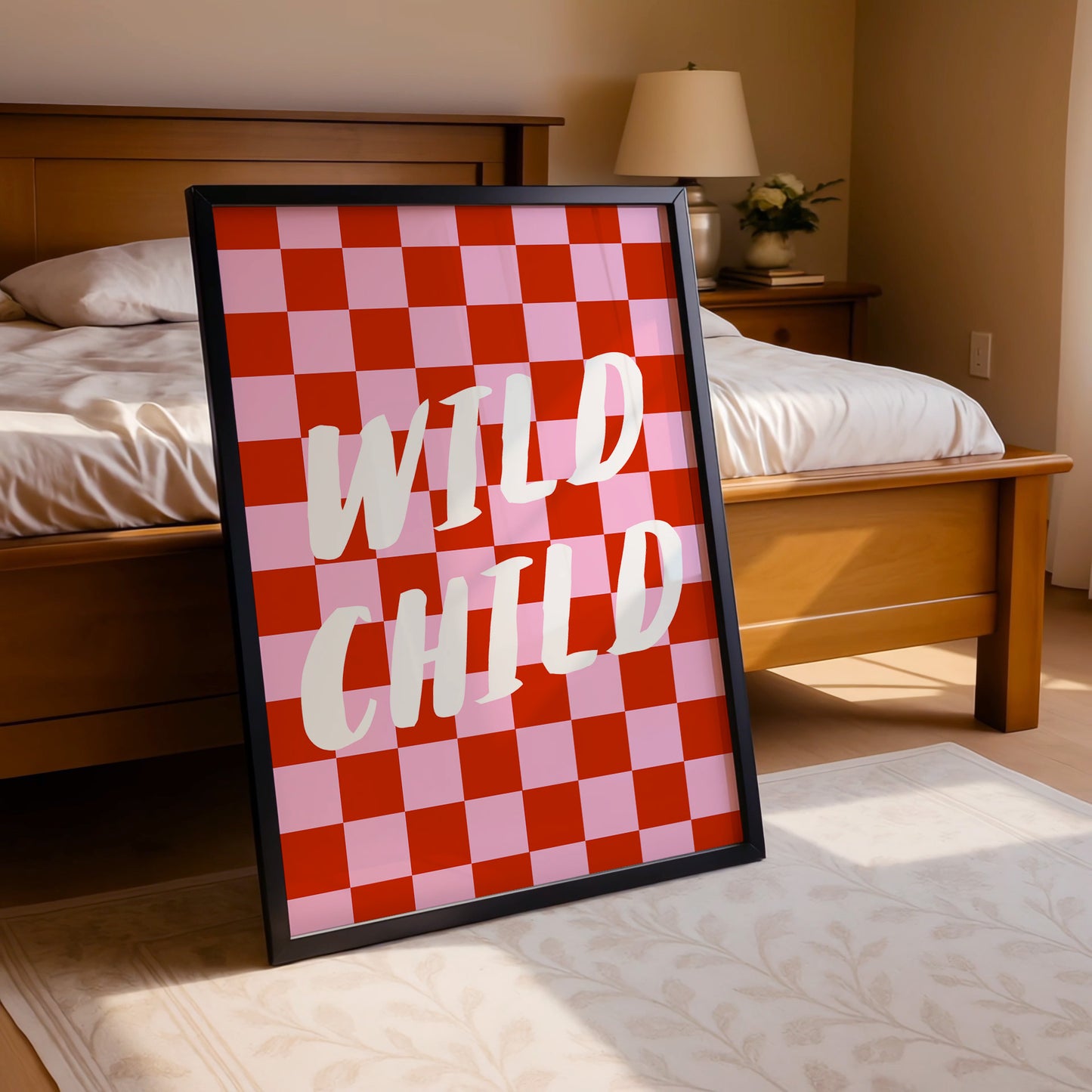 "Wild Child" Retro Checkerboard Art Print