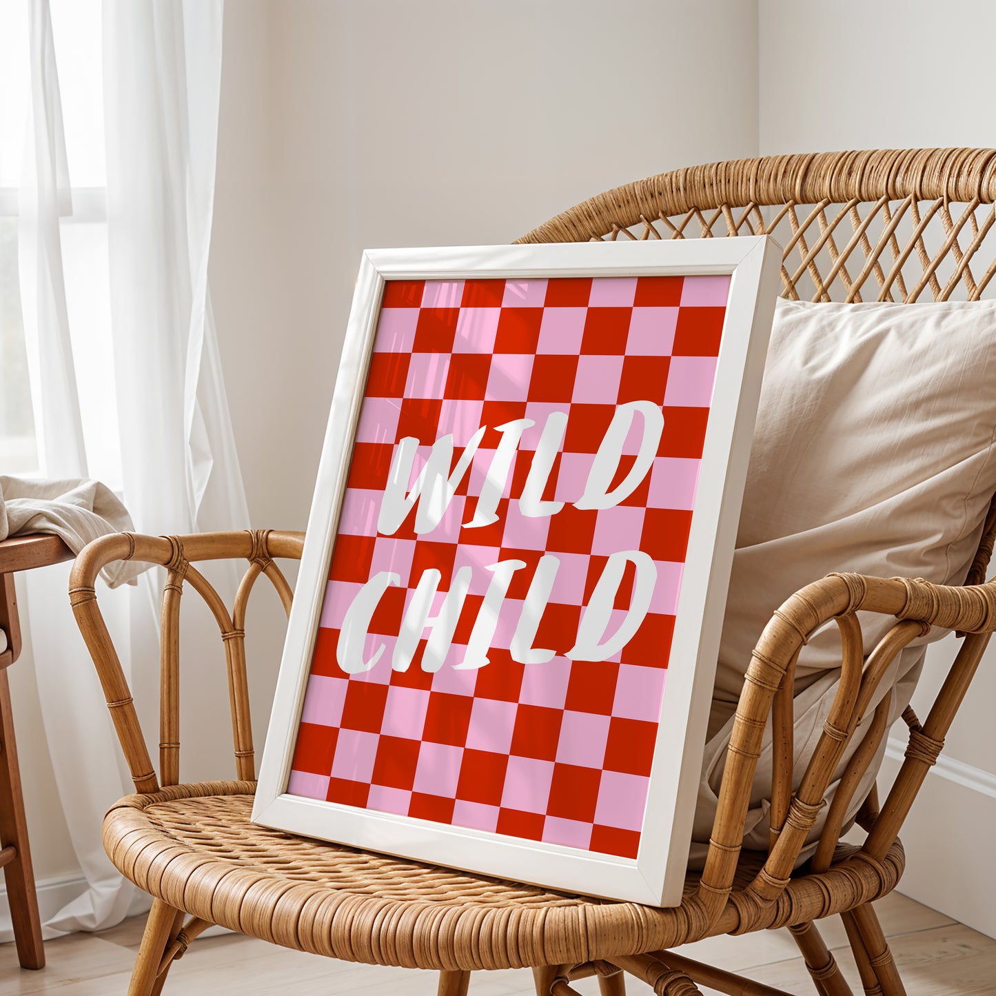 "Wild Child" Retro Checkerboard Art Print