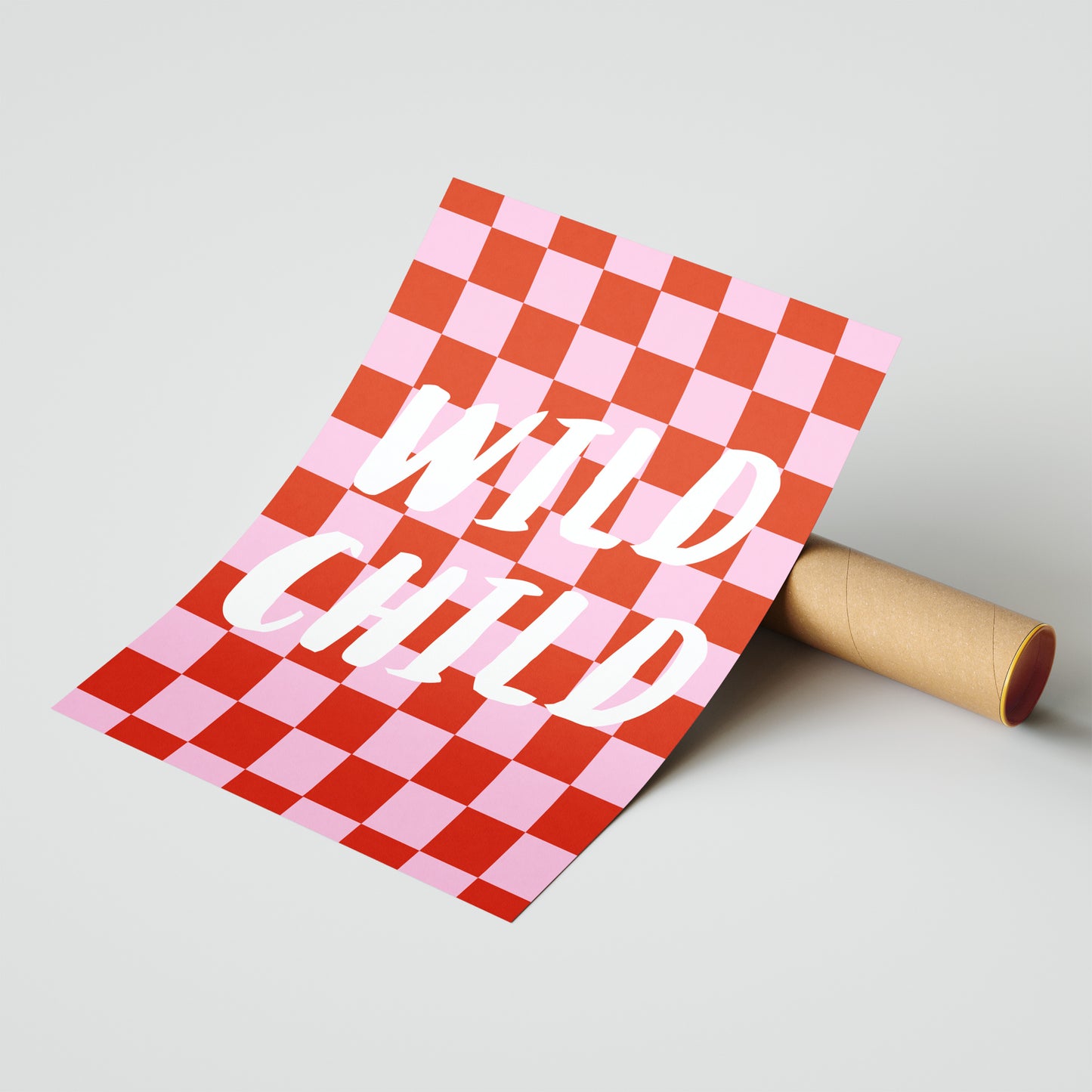 "Wild Child" Retro Checkerboard Art Print