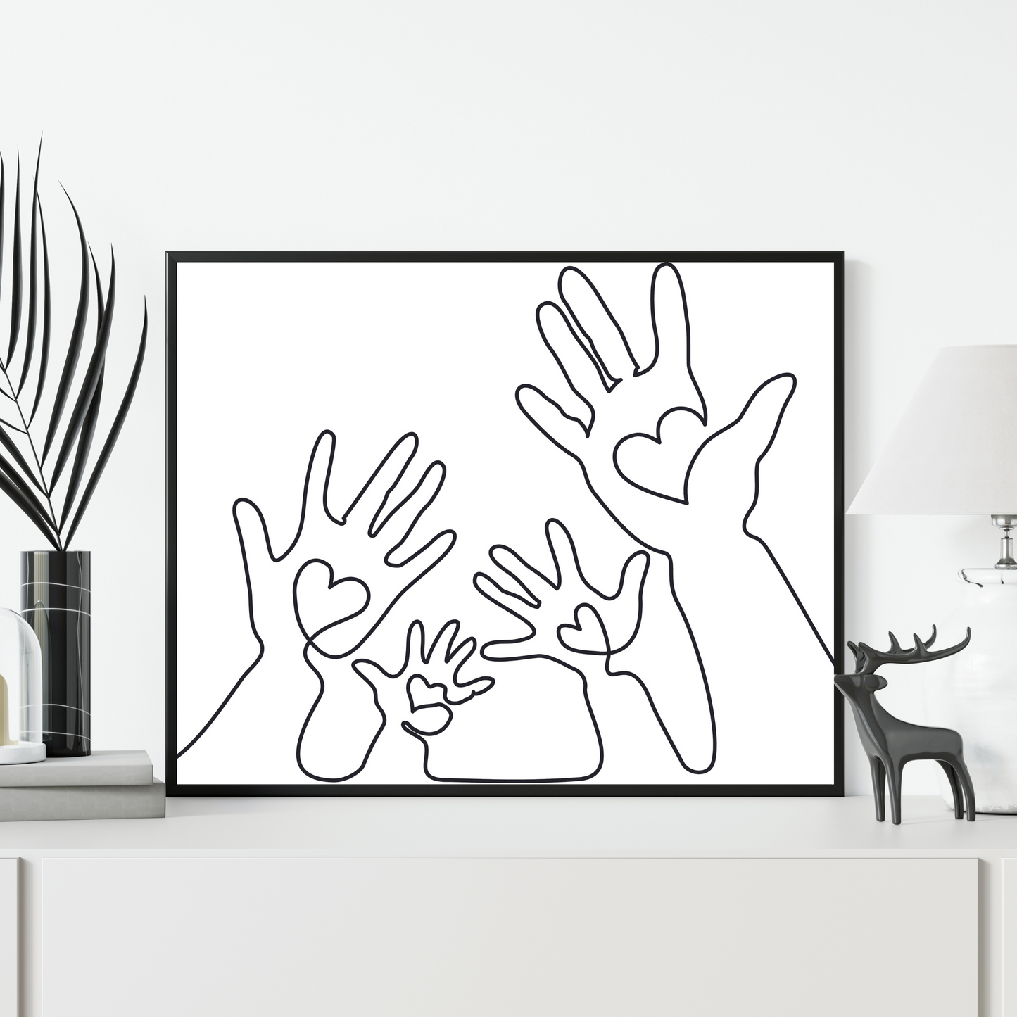 Abstract family hands holding hearts