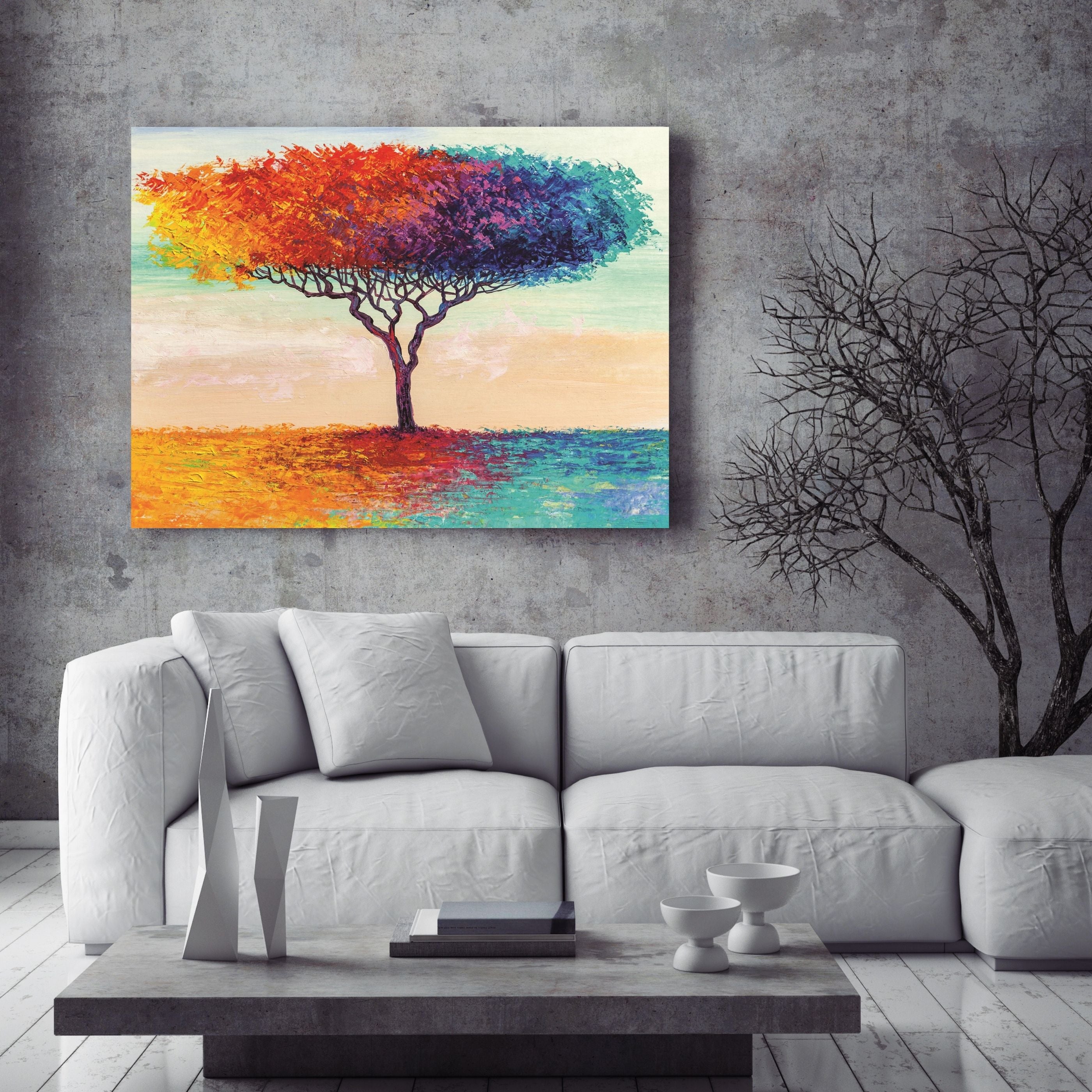 Hand Painted Impressionist Oil Painting of a Colorful Tree – FEMTOARTS