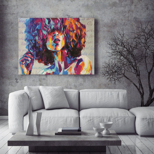 Conceptual abstract oil painting of a beautiful girl