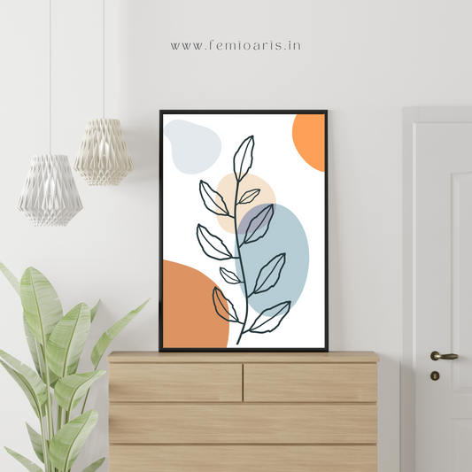 Botanical art lines on abstract backgrounds