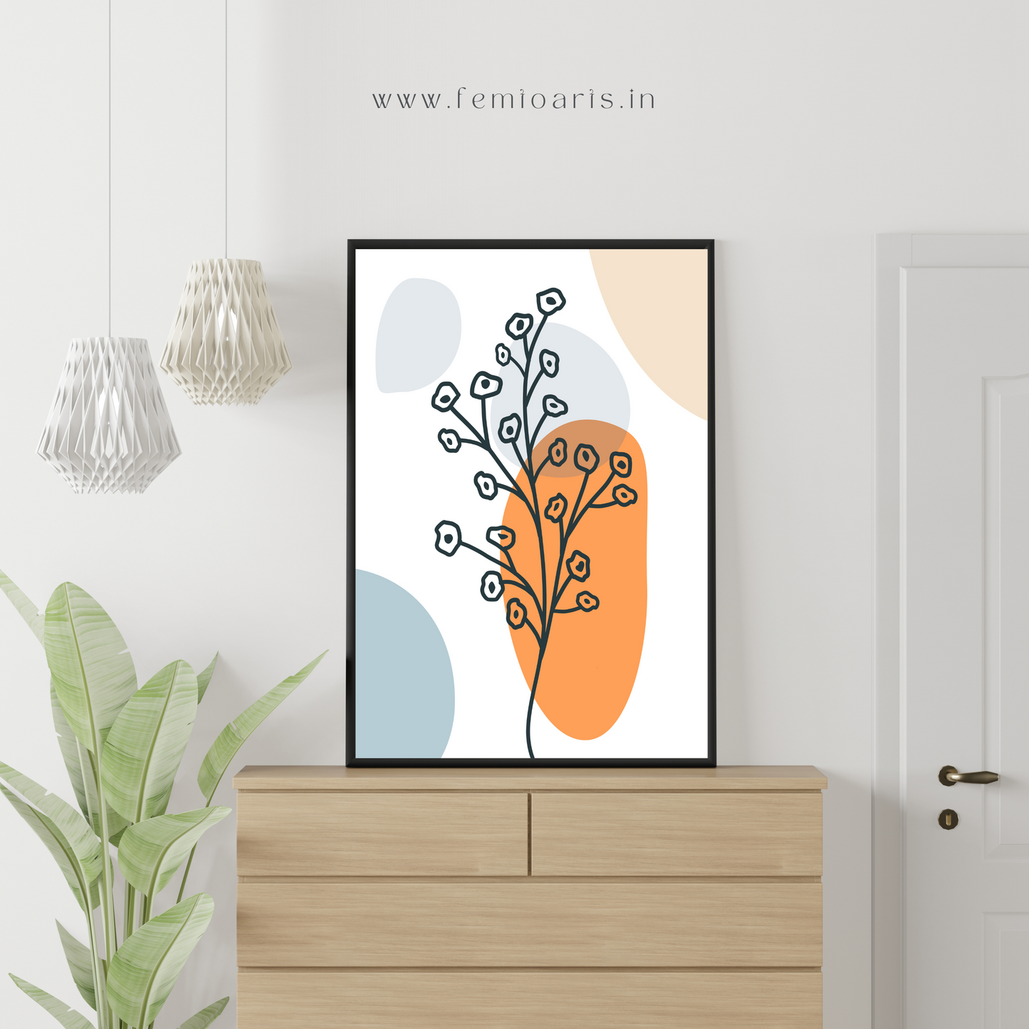 Botanical art lines on abstract backgrounds