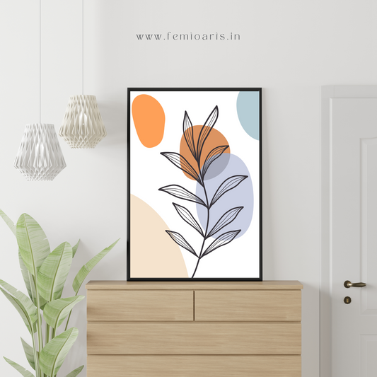 Botanical art lines on abstract backgrounds