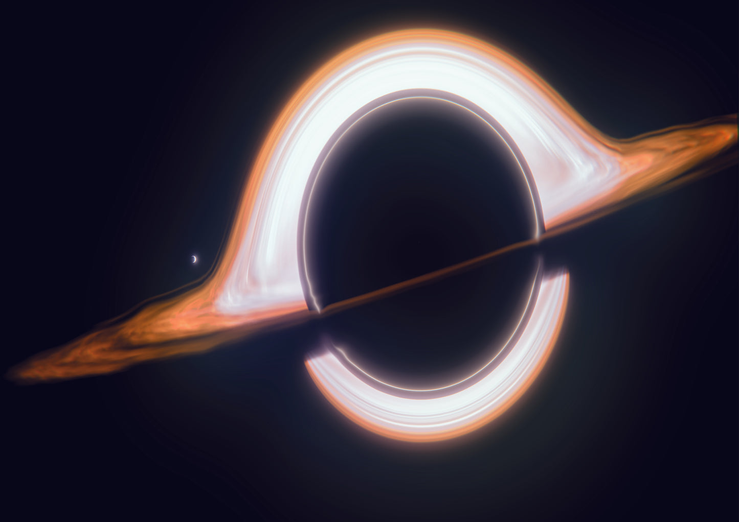 Black Hole in Space Pulling Small Planet